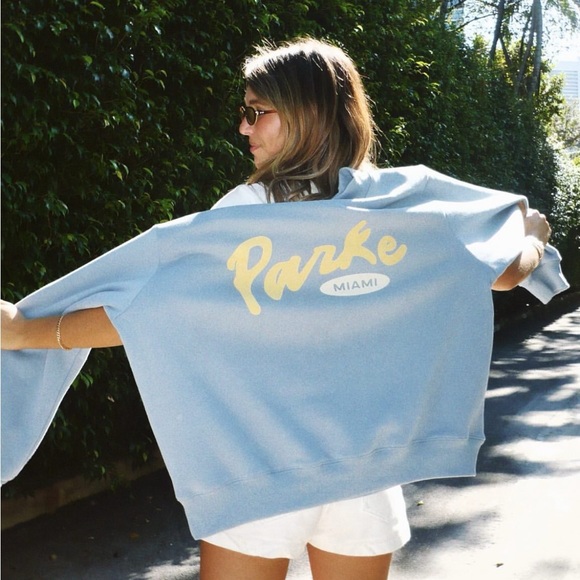 NEW Parke Miami Blue Mockneck Sweatshirt - Picture 1 of 2